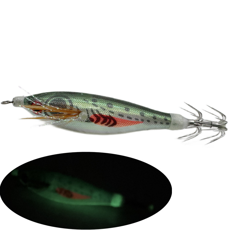 6g/8cm envuelto paño horizontal Camarón calamar gancho Luya cebo Camarón falso Camarón madera simulación luminosa cebo importado de Japón gancho