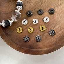 合金镂空立体花纹花托隔片隔珠 diy串珠配饰手工配珠文玩手链材料