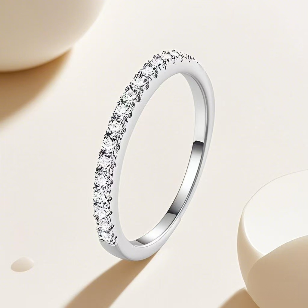 Sterling silver Korean fashion ins Wind word row ring moissanite opening adjustable ring engagement ring female manufacturers wholesale