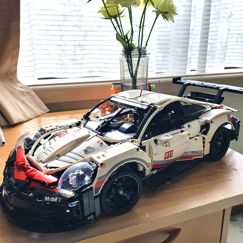 Compatible con Lego Porsche 911 coche deportivo bloques de construcción niño rompecabezas montaje control remoto coche de carreras modelo juguetes de bricolaje al por mayor