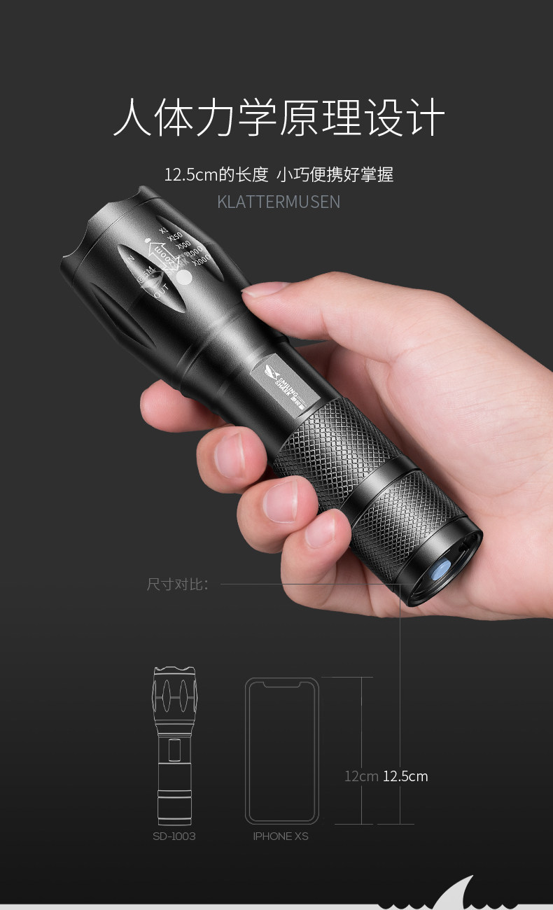 5 New Portable Rechargeable Flashlights for Delivery, Strong Light, Small Size, Suitable for Electric Vehicles, Night Driving Lights, Wireless
