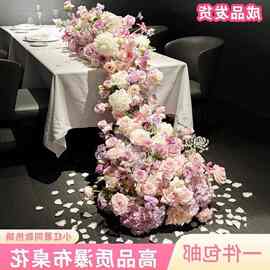 生日瀑布桌花花仿真花玫瑰婚庆摆件酒店餐排瀑布花装饰假花花艺