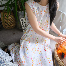 背心睡裙女夏棉绸睡衣长款高级感家居服可外穿度假连衣裙人造棉薄