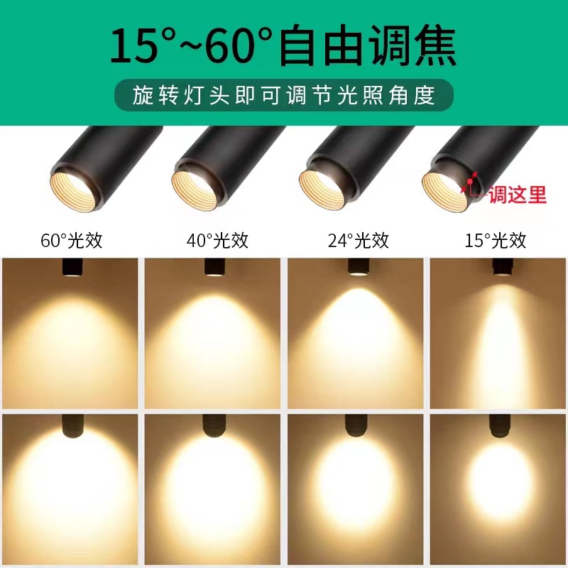 Zoom COB Track Spotlight LED Downlight with Adjustable Angle for Costume Shop Commercial Showroom Super Bright Track Light