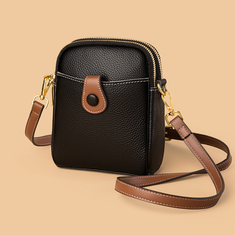 Mobile phone bag Diagonal package Small bag student Small change Retro The first layer cowhide The single shoulder bag fashion Versatile genuine leather Female bag