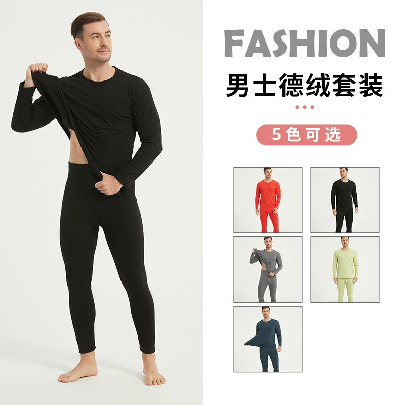 Комплект термобелья для мужчин больших размеров, осенняя одежда и брюки, утолщенный, на флисовой подкладке, термогенерирующий базовый слой, хлопковая рубашка, зимний топ, оверсайз.