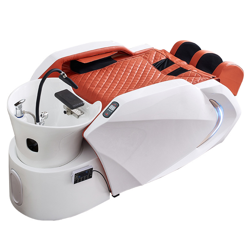 Cama de lavado de cabello de masaje inteligente para barbería especial de circulación de agua a temperatura constante, sala de peluquería multifuncional de tratamiento de cabello, cama de lavado de cabello