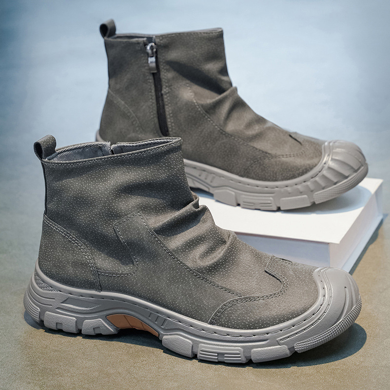 Botas Martin de Caña Alta para Hombre de Cuero Sintético y PVC Transpirable Ligero Elevado