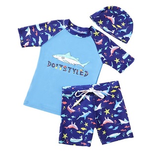 New children's swimsuit suit cartoon shark split sun protection medium and big boys baby boys student swimming suit wholesale