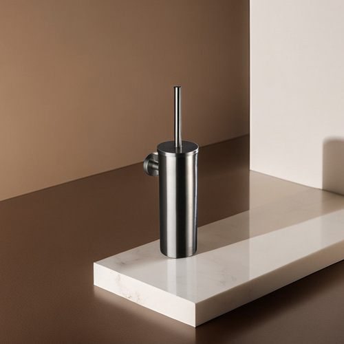 304 Stainless Steel Toilet Brush Holder Luxury Minimalist Design Wall-Mounted Silicone Toilet Brush with Lid for Cornerless Cleaning in Toilets and Bathrooms