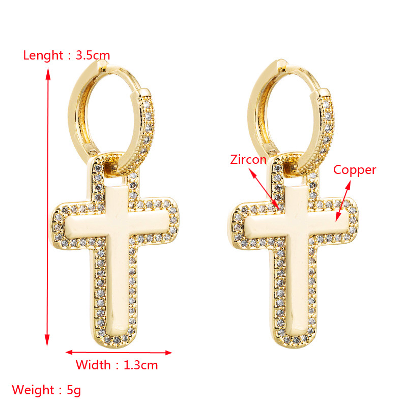 Nihaojewelry Wholesale Jewelry Korean Lightning Cross Copper Gold-plated Inlaid Zircon Earrings display picture 1