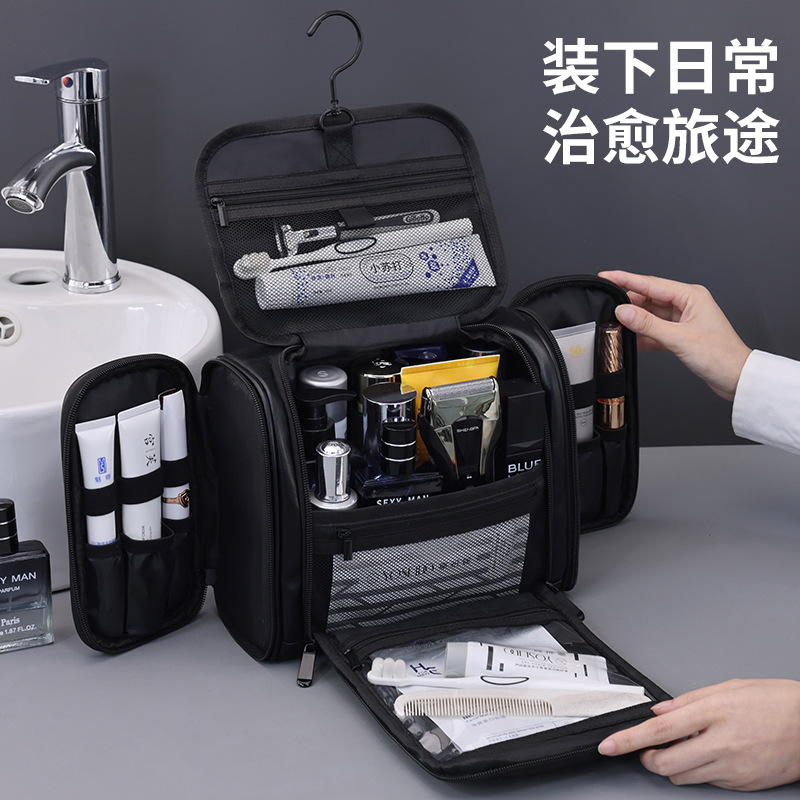 Bolsa de lavado de gancho multicapa de gran capacidad para viajes impermeables bolsa de almacenamiento de cosméticos portátiles