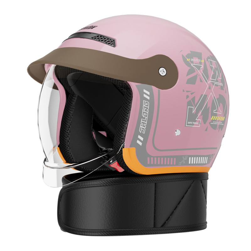 3C Electric Vehicle Motorcycle Helmet with Internal Push-Type Lens, Half Helmet for Men and Women, Anti-Rain and Anti-Fog Safety Helmet, Winter Helmet, Warm Helmet