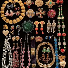 中古vintage滴油椭圆流苏耳环项链个性夸张毛衣链时尚首饰套装女