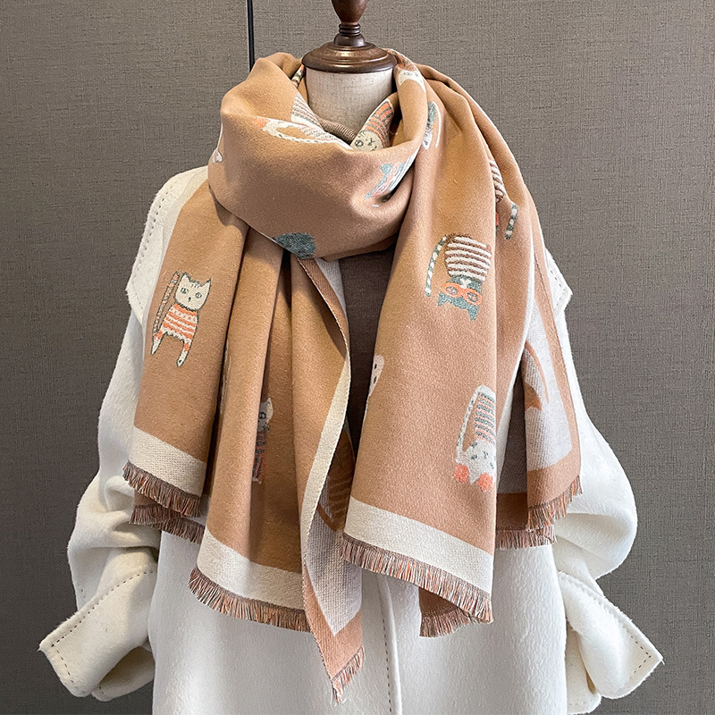 Printing Design Women's Basic Color Block Imitation Cashmere Printing Scarf