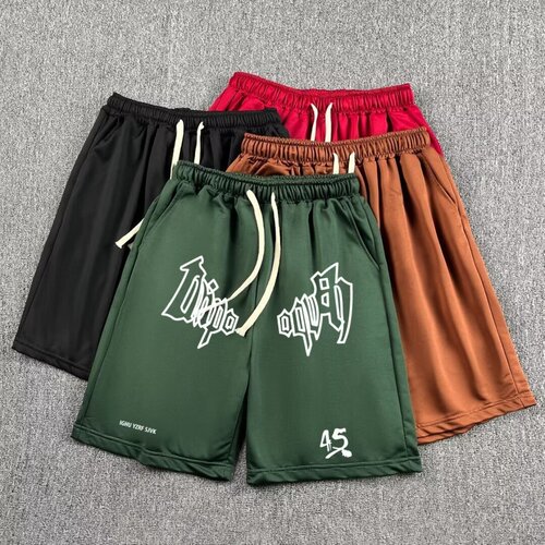 Men's Summer Basketball Drawstring Five-Pocket Pants, Versatile Large Size Casual Loose Pants, Wholesale and Foreign Trade