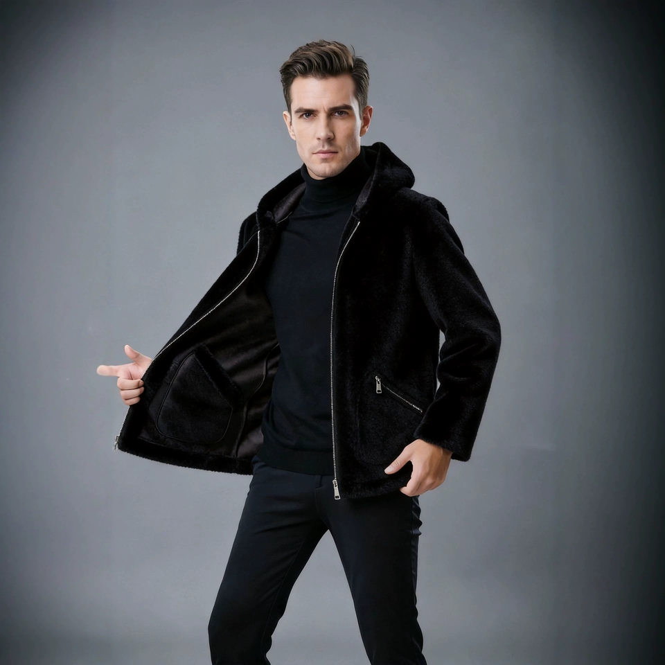 Áo khoác jacket nam dày dặn hai mặt mặc được có mũ, dáng rộng, dài áo 50–65 cm — Màu cà phê, màu đen