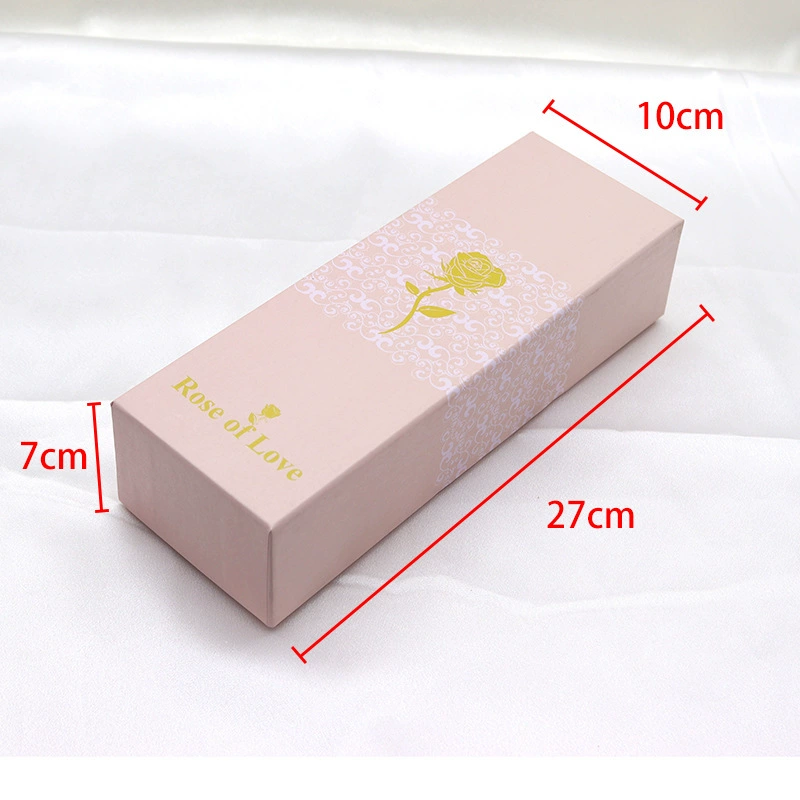 Подарочный набор Glow Rose — подарочная коробка фуксии, вариант с LED-подсветкой, изысканная ножка из золота