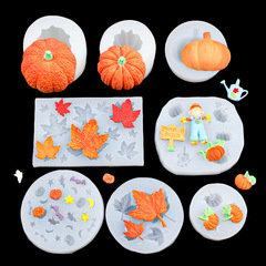 ハロウィーンのテーマセット立体カボチャのカエデの葉のシリコンの金型のかかしの小さいカボチャのチョコレートはあめの装飾をひっくり返します。