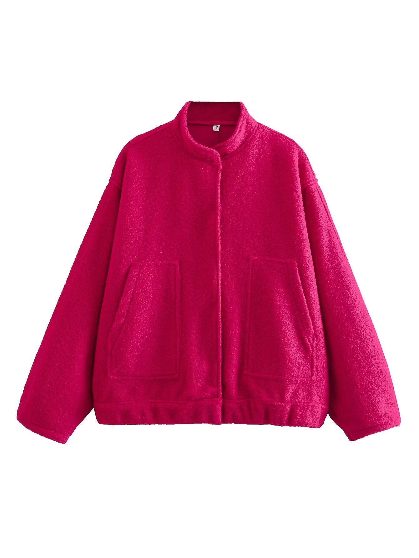 Women's Clothing autumn and winter new women's casual versatile multi color loose woolen coat concealed button stand collar jacket_voghion.com