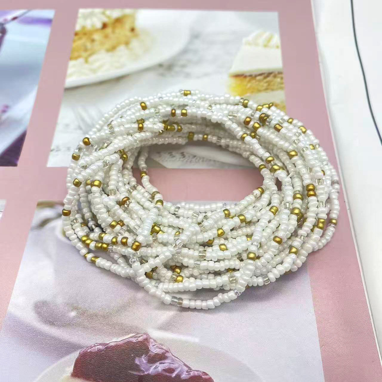 Temu Hot Selling Bohemian Girls Elastic Mixed Color Multi-Layered Demi-Bead Seed Bead Bracelet