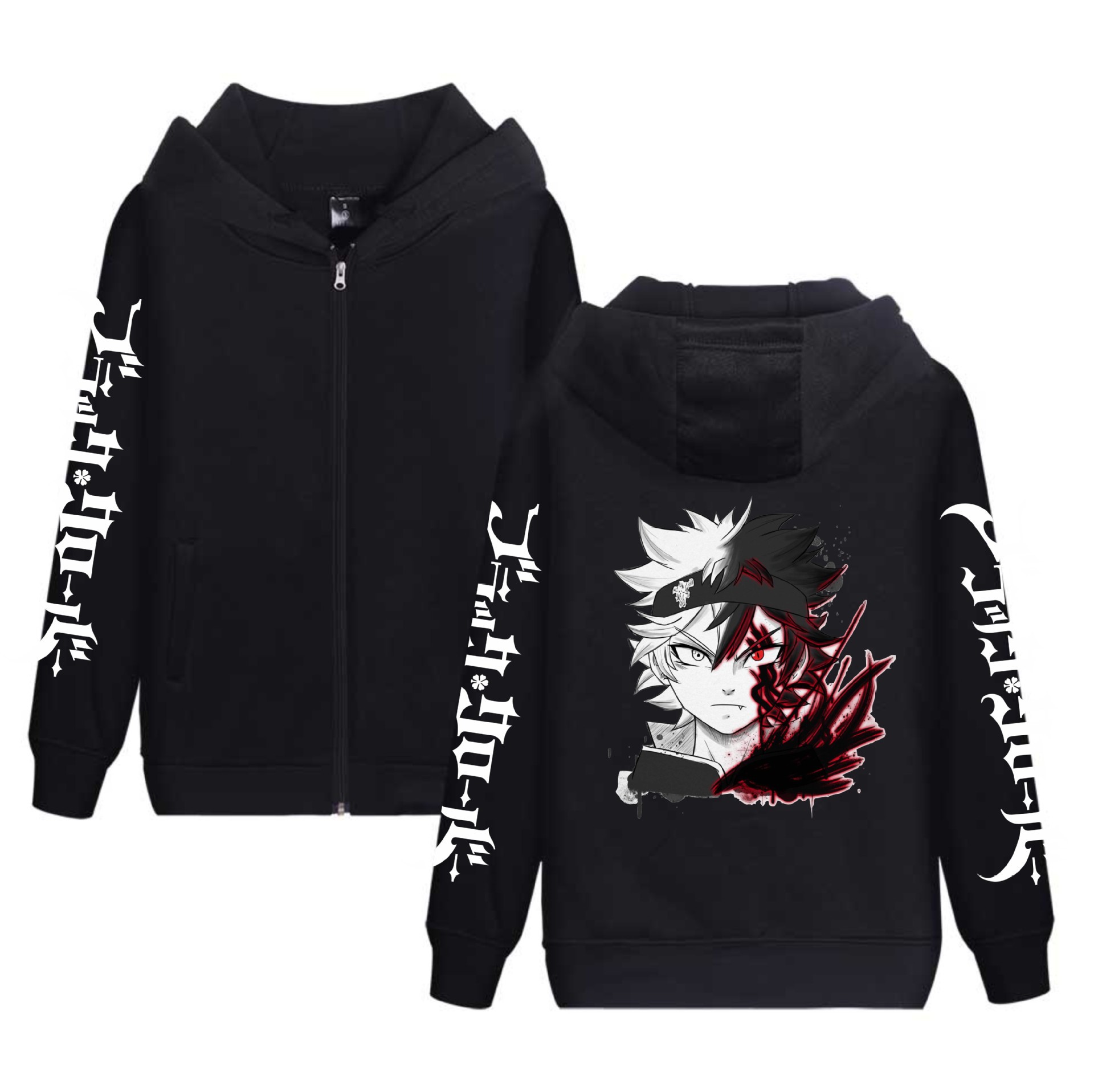 Amazon Black Clover Black Clover Suéter con cremallera transfronteriza sudadera con capucha y terciopelo