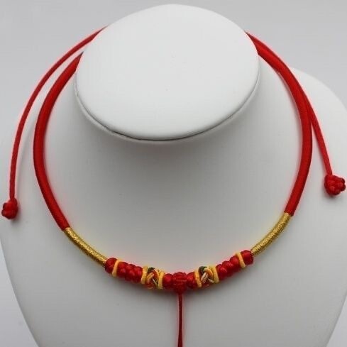 Long life lock lanyard baby gold lock braided rope baby collar children safe gold pendant woven necklace red rope cross