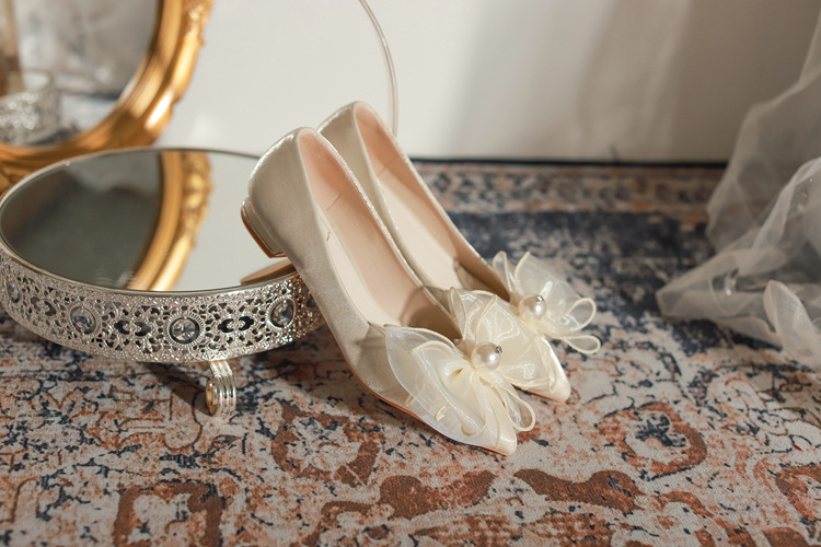 Chaussures de fiançailles pour enfants, femmes enceintes, chaussures simples à semelle plate, pieds non fatigants, robe de mariée princesse haut de gamme, chaussures de mariée_voghion.com