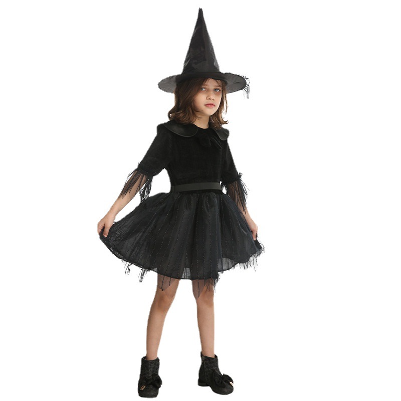 Pequeño traje de bruja de los niños Halloween fantasma Festival Cosplay bruja juego traje etapa rendimiento traje