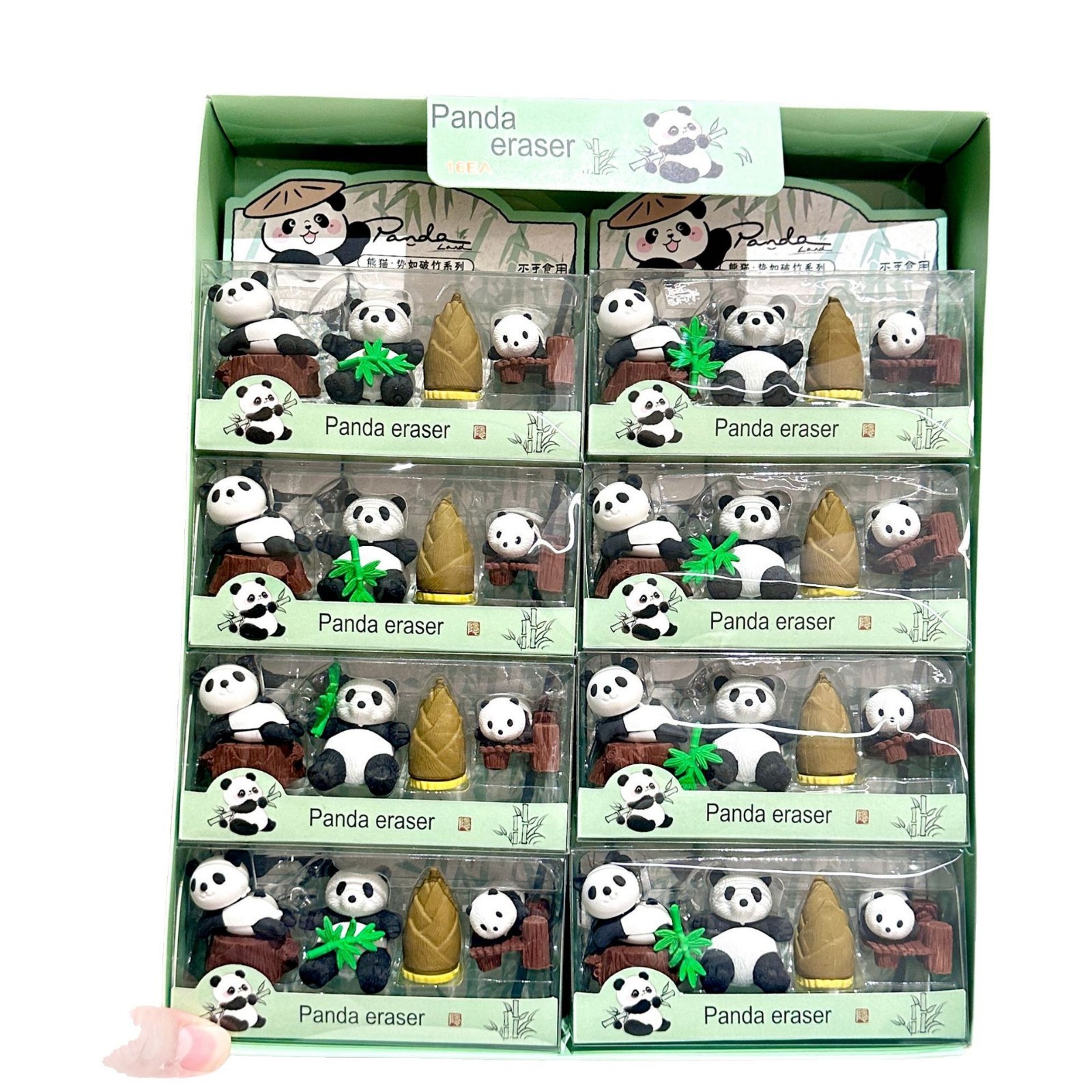 Borrador de panda de dibujos animados, goma de costura de marea nacional, cuatro cajas, pintura y limpieza, material de oficina de aprendizaje para estudiantes limpios