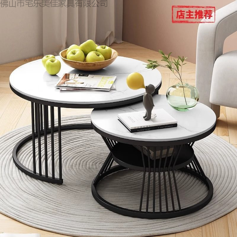 Mesa de té de roca nórdica sala de estar pequeña casa mesa de té redonda mesa de té moderna creativa mesa de té