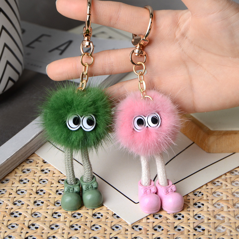 New Cute Mink Hair Long Legs Plush Doll Pendant Small Coal Ball Doll Keychain Bag Accessories Pendant New Cute Mink Hair Long Legs Plush Doll Pendant Small Coal Ball Doll Keychain Bag Accessories Pendant