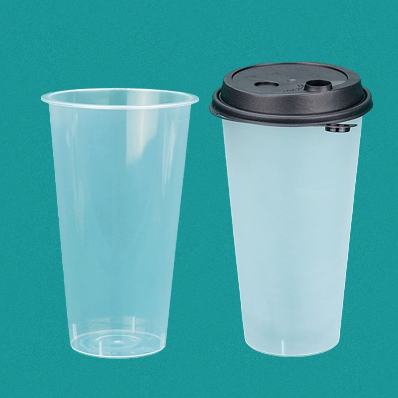 Matte transparent disposable hot and cold tea cup, coffee pack, 600 ml