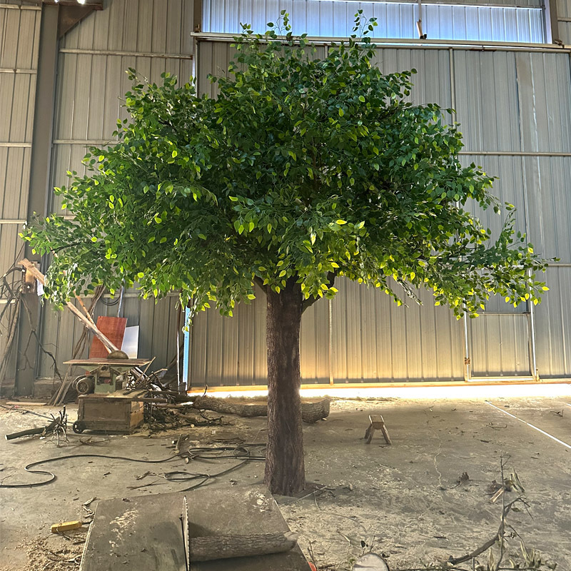 ガジュマルの木の願い事の木の大型の緑の植栽の装飾のホテルのホールの室内の造景の着地の置物のガラス鋼の偽の木をシミュレーションします。|undefined
