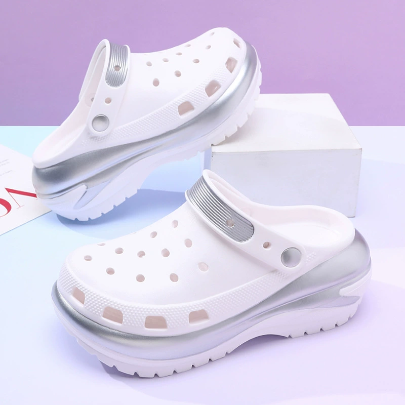 Женские летние уличные сабо на толстой подошве с нескользящими, износостойкими, дышащими, устойчивыми к запаху пляжными тапочками с закрытым носком из ЭВА.