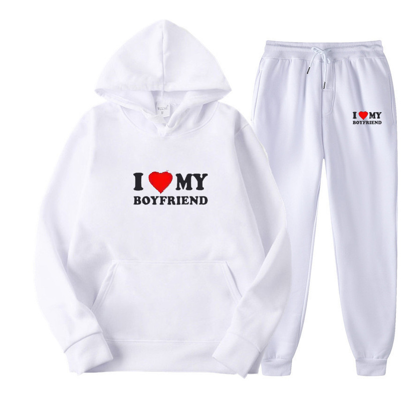 2024 I love my boys and girls love cross-border Amazon hooded sweater casual loose sweater suit