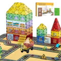 教育用磁気おもちゃビルディングブロック子供用消防工学テーマ 7.5 センチメートルカラーウィンドウ磁気シートクロスボーダーメーカー卸売