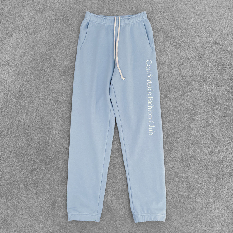 RA新品“舒服时尚俱乐部”印花轻松束脚卫裤美式纯色简约休闲裤女|undefined