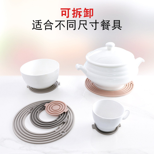 Nordic Style Three-in-One Silicone Table Mat Large, Medium, and Small Sizes Thick Restaurant Table Mat Wholesale Removable Cup Mat