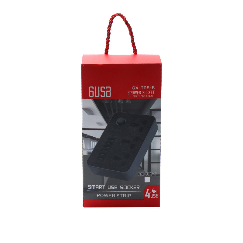 6USB TO5# 3.1A carga digital rápida enchufe de escritorio negro suministro de comercio electrónico de piel de camarón