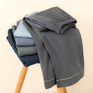 New Pure Cotton Pajama Pants Men's Spring and Autumn Casual Solid Color Trousers Men's Loose Straight Outer Wear Wholesale Pants