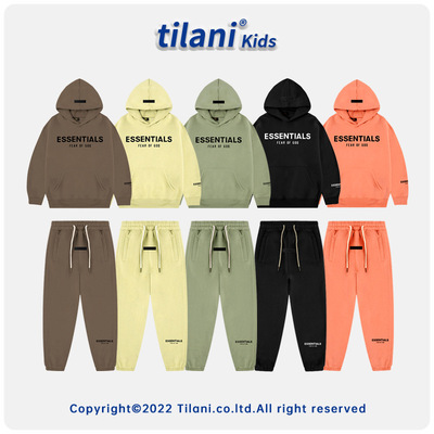 TILANI Kids in Europe and America FOG Fleece three-dimensional silica gel letter Plush men and women children Hooded Sweater suit