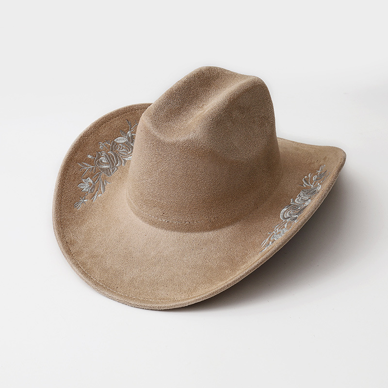 Nuovo stile transfrontaliero per le donne, cappello versatile con tesa larga, ricamo alla moda, cappello in denim di alta qualità, testurizzato_voghion.com