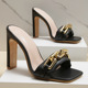 high-heeled sandals women wear outside a word with the chain fish mouth fine cool slippers