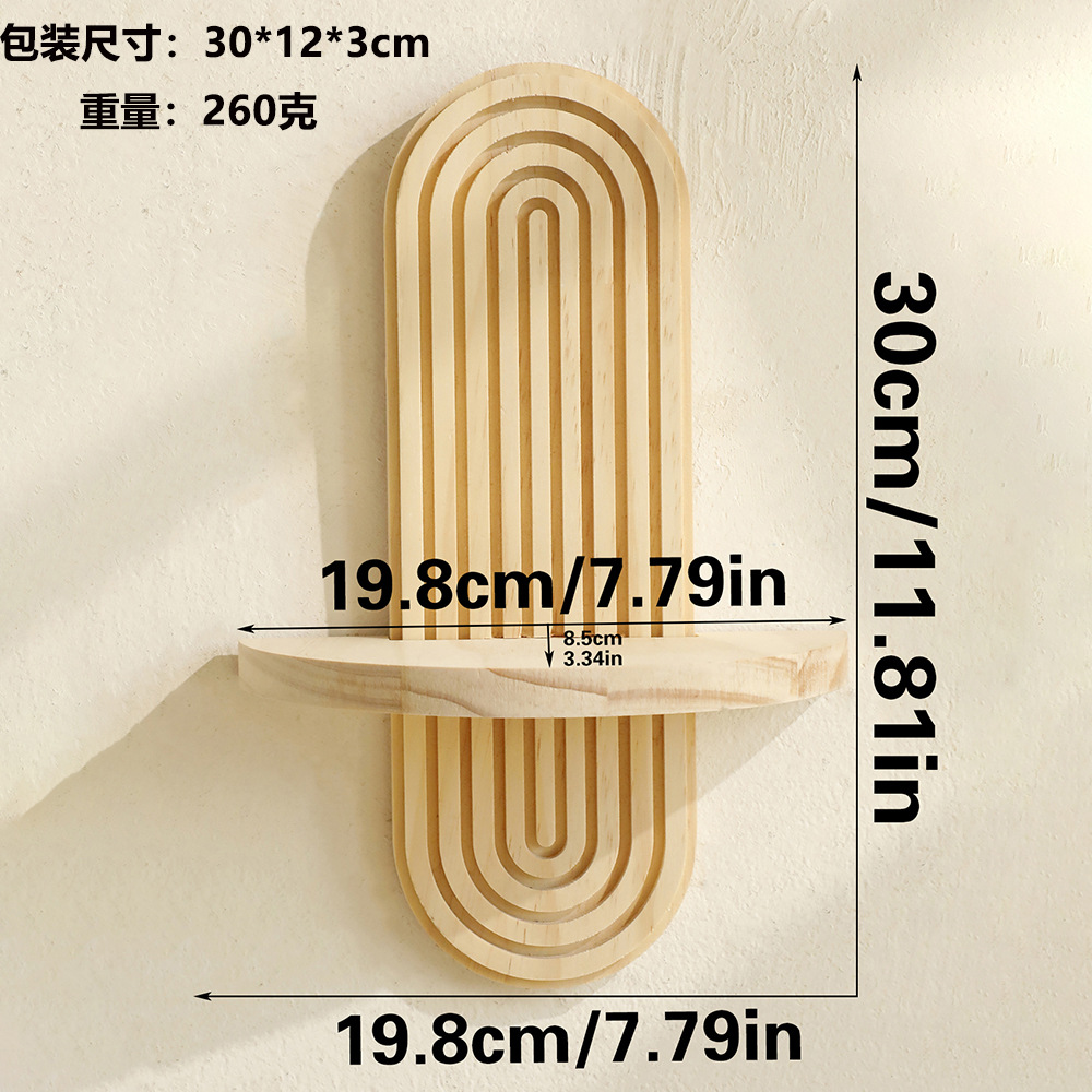 Nuevo producto transfronterizo roscado ovalado creativo estante de pared de madera maciza artesanía de madera decoración de sala de estar del hogar