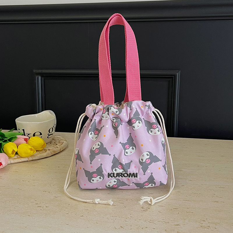 Cartoon Hellokitty Sanrio Handbag Small Tote Bag for Work Miscellaneous Items Canvas Bag Student Drawstring Lunch Box Bag