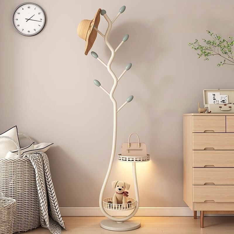 Floor-Standing Clothes Rack for Home Use in Living Room and Bedroom, Light Luxury Entryway Coat Rack, Simple Cream-Style Bag Rack Floor-Standing Clothes Rack for Home Use in Living Room and Bedroom, Light Luxury Entryway Coat Rack, Simple Cream-Style Bag Rack