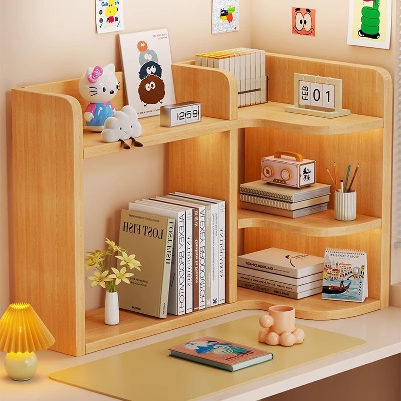 Corner Bookshelf Desktop Storage Rack Bedroom Office Desk Small Elevated Rack Student Dormitory Storage Multi-Layer Rack Storage