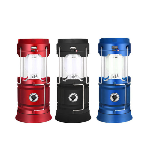 Solar camping lantern Multifunctional LED outdoor waterproof rechargeable light Portable USB rechargeable camping light