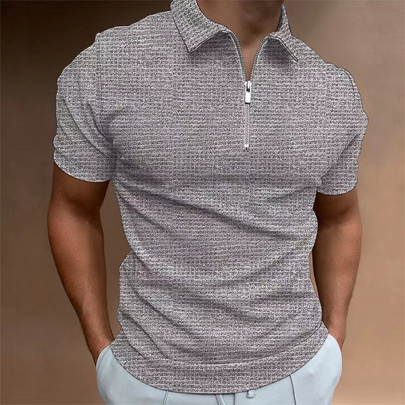 2024 Color Matching Men's Summer T-Shirt Slim High-End Men's Half-Sleeved Lapel T-Shirt Men's Short-Sleeved Polo Shirt Easiest for Match